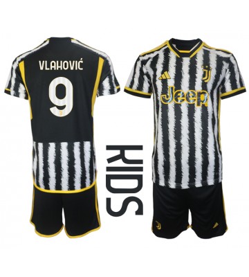 Juventus Dusan Vlahovic #9 Koszulka Podstawowych Dziecięca 2023-24 Krótki Rękaw (+ Krótkie spodenki)